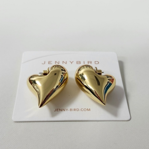 Jenny Bird Jewelry - NWT Jenny Bird Gold-Tone Art Heart Puff Earrings